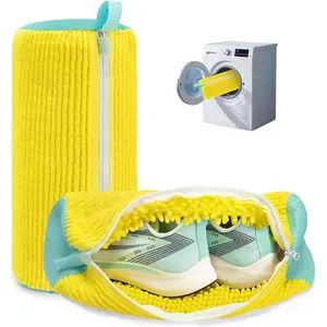 Shoe Washing Machine Bag Laundry Shoe Bag for Washer and Dryer Reusable 2pc Shoe Cleaning Bags for Sneakers 360° Deep Cleaning Machine for All Shoes Types With Self-locking Zipper