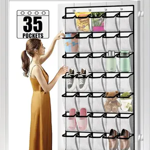 35 Pocket Large Door-Hanging Storage Bag, Breathable Mesh Shoe Rack, Hanging Closet Hook, Holds 40 Lbs, Space-Saving Shoe Organizer
