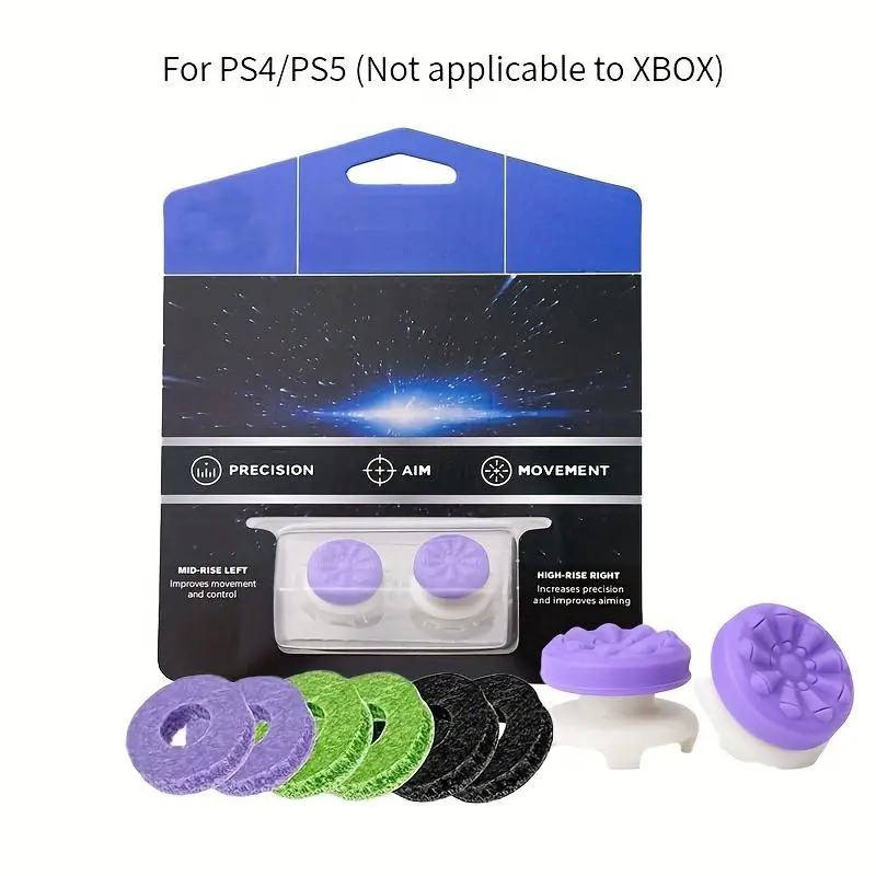 Silicone Precision Aim Assist Rings Set of 8, Enhanced Grip for PS4, PS5, Pro Controllers, Includes Performance-Boosting Thumbstick, Gaming Accessories