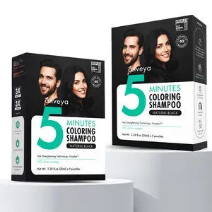 Anveya 5 Minutes Coloring Shampoo for Men & Women | Natural Black (Pack of 2) | 100% Gray Coverage, softer hair with Hair Strengthening Technology