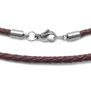 Brown Braided Leather Necklace Cord (3mm)