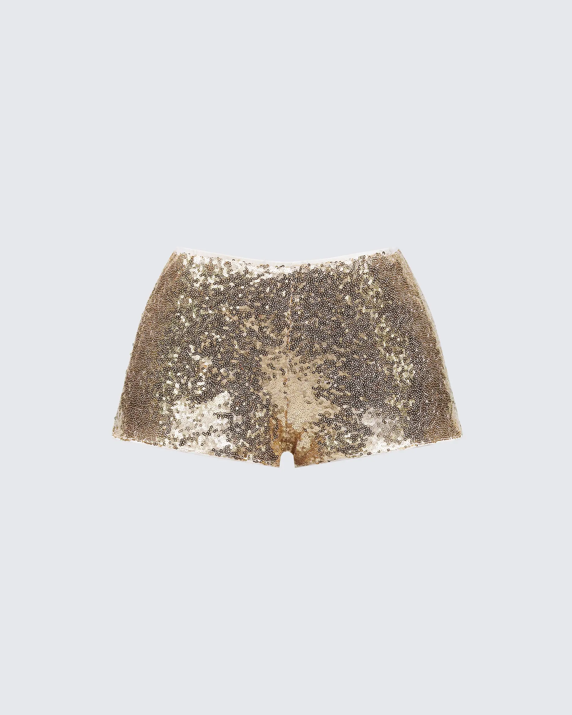 Women's Posie Gold Sequin High-Rise Mini Bottoms, Fit-Focused Polyester Shorts, Light, High Rise Shorts