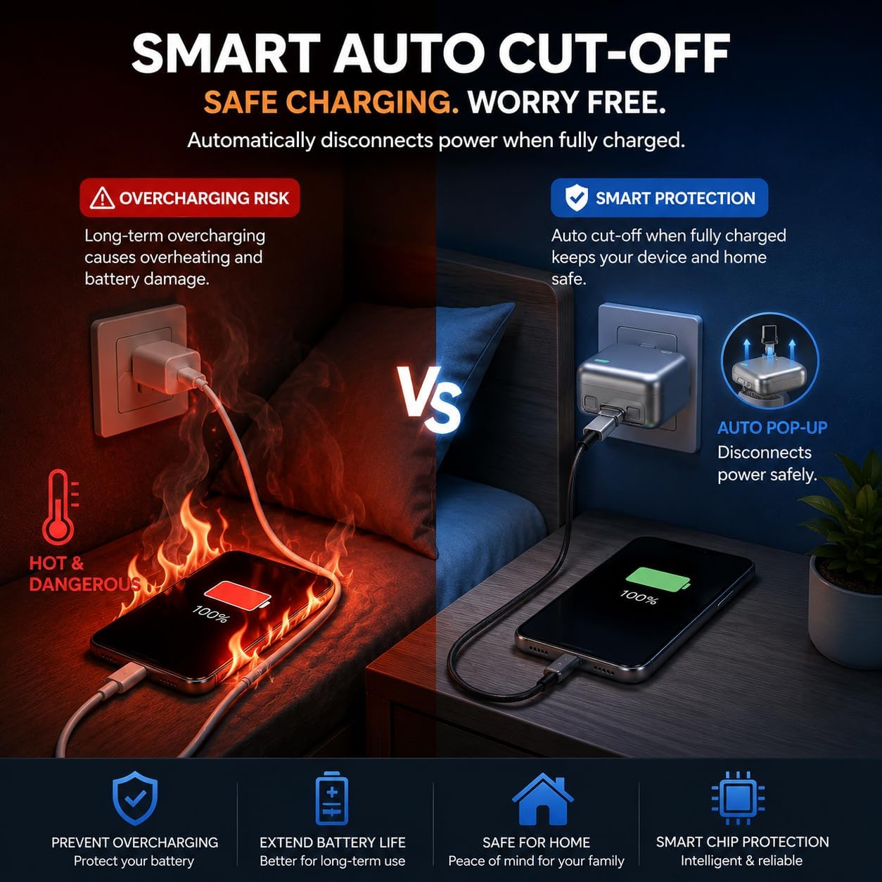 140W Portable Smart Charger Adapter Plug - AI Overcharge Protection, Dual-Mode LED, USB-C Bridge, Cellphone & Electronic Device Compatibility, Compact Travel, Single-Port USB-C Cable Compatible Charger