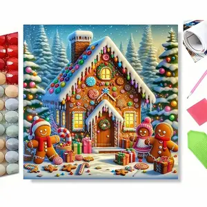 5D Full Drill Magical Gingerbread House with Gingerbread Family Diamond Painting Kit - Festive Christmas Charm | Heartfelt DIY Gift for Holiday Enthusiasts, Baking Lovers & Birthdays |Cheerful Wall Art for Living Rooms, Entryways & Christmas-Themed Spaces