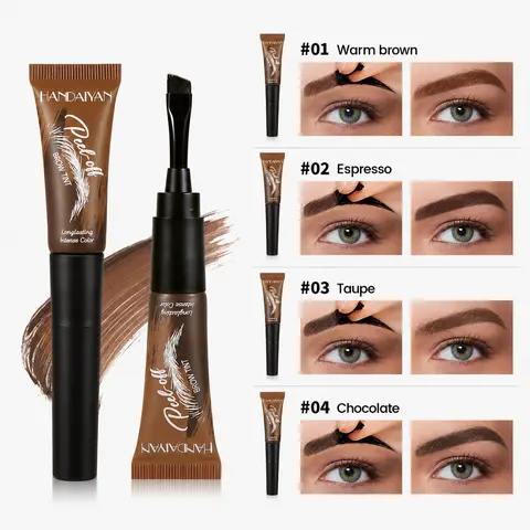 4-Color Peel-Off Brow Tint – 2-Step Application, See Usage Guide – Waterproof, Non-Fading, Long-Lasting Brow Pigment for Precise Definition & Natural Fuller-Looking Brows – Eyebrow Makeup for Women