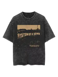 Vintage Washed Rock Band Print T-Shirt, Oversized Streetwear Top, Harajuku Y2K Casual Short Sleeve, Unisex Punk Summer Tee