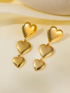 1Pair Stainless Steel Golden Heart Love Drop Earrings For Women Fashion Ear Dangle Waterproof Jewelry Birthday Gift Bijoux Heart Shape Earrings
