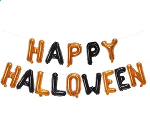Happy Halloween Balloons Banner, Halloween Party Decorations for Home Yard Decor Backdrop Sign, Orange and Black