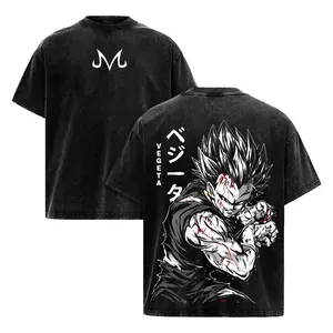 Vintage Majin Vegeta Battle Vintage Acid Wash Tee - DBZ Anime Streetwear Shirt - Men's Oversized Graphic T-Shirt