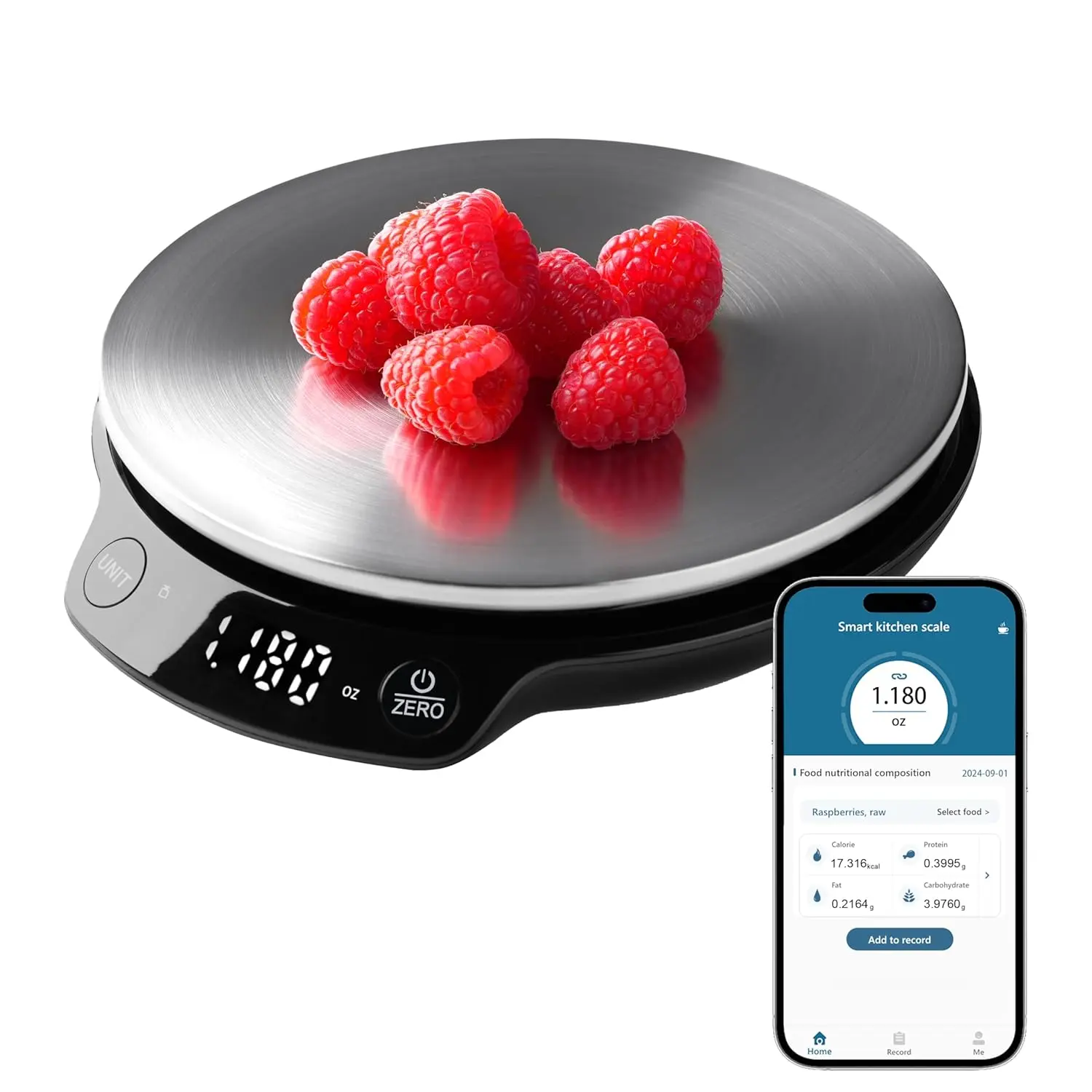 Digital Smart Food Scale with Nutritional Calculator, 0.1g/0.005oz High Precision (0.01oz to 11lbs Max 5kg), Free APP for Calorie Counter, Nutrients Tracking, Macros, Customizable Food Data Sync, Meal Prep Kitchen Scale, Black, 0.01 Oz To 11 Lbs, Smartpho