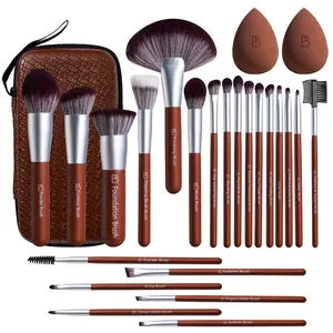 24PCS Luxury Makeup Brush Set, Includes 22 Makeup Brushes, 2 Soft Beauty Sponges, Suitable for Foundation, Powder, Blush, Blending,Eyeshadow Makeup, Flawless Full Face Set with Elegant Storage Bag