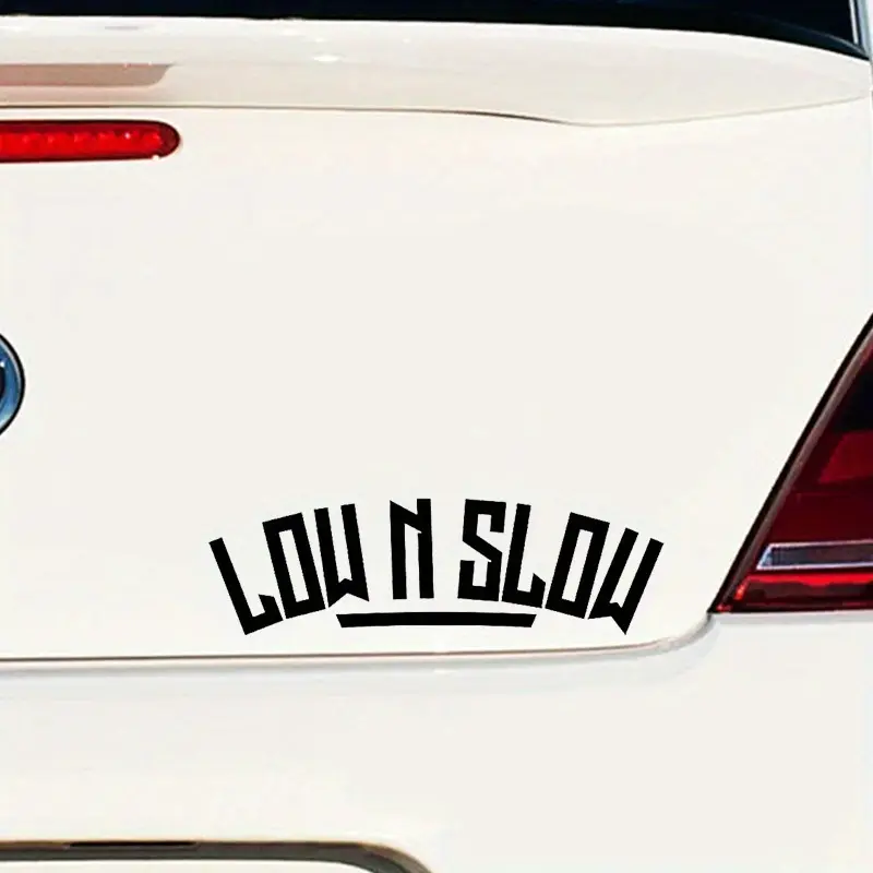 1PC "LOW N SLOW Multi-color Slogan" Car Retro Street Sticker For Body/Window Cross-border Hot Lowrider Goodie Adds Retro Street Texture Top For Car Lowrider Style Fans