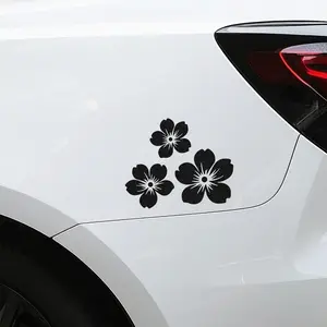 Shiny Diamond Car Sticker with Three Flowers Design, Durable Vinyl Decal for Cars & Laptops, External Decoration Accessory, Side Decals, Adhesive Vinyl Decal