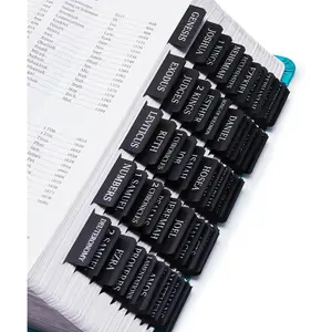Laminated  Tabs for Women & Men - Large Print Tabs for Study Bibles, Boho Theme for Easy Navigation and Quick Reference - Easy-to-Read and Apply Tabs for  Ages-Black