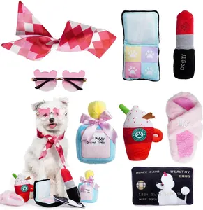 Nocciola 8 PCS Fancy Girl Dog Toy, Christmas gift,Cute Squeaky Plush Puppy Toys, Pink Fashion Stuff, Ideal Gift for Small Medium Dogs, Toybox Canine
