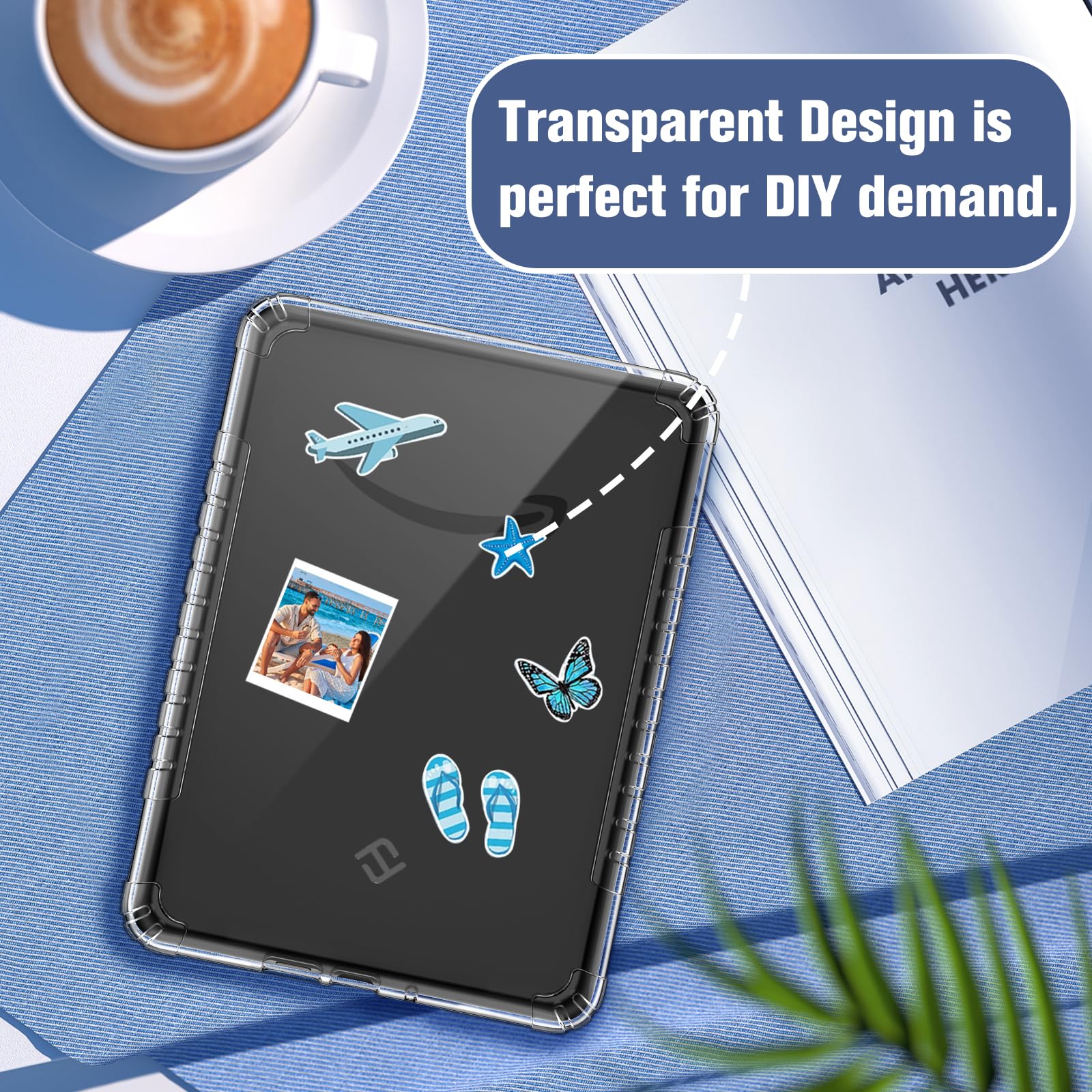 Fintie Transparent Clear Back Cover for Kindle Colorsoft/Kindle Paperwhite 7" 2024, Ultra Slim TPU Protective Case for Kindle Paperwhite 2024