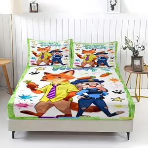 3-Piece Judy Nick Pattern Bedding Set, Comfortable Printed Design, Includes 1 Fitted Sheet & 2 Pillowcases, Non-Slip, Perfect Gift