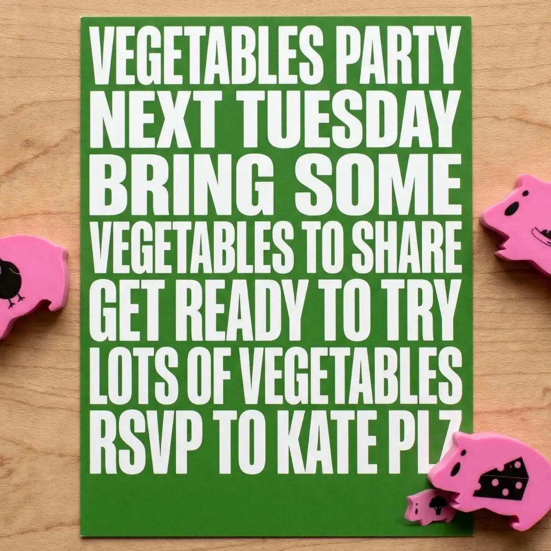 Vegetables Themed Party Invitation Greeting Card, Includes 3 Tiny Age Hams (Office Stationery & Supplies)