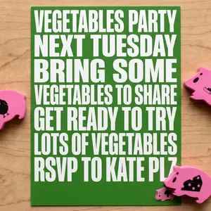 Vegetables Themed Party Invitation Greeting Card, Includes 3 Tiny Age Hams (Office Stationery & Supplies)