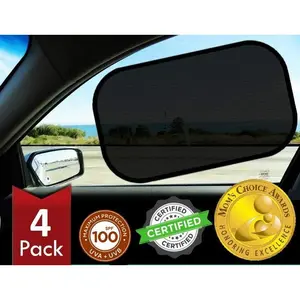 Car Window Shades - Certified 99.79% UVA & 99.95% UVB sun protection. Award winning car sun shade for side windows. 4 Pack 20" x 12" -window shade for car baby