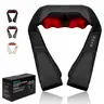 Shiatsu Neck and Back Massager with Soothing Heat, Ergonomic 8 Deep-Kneading Massage Nodes with Heat Electric Shiatsu Back Massager for Neck Shoulder & Body Muscle Relief Portable 12V DC Power Supply - Black