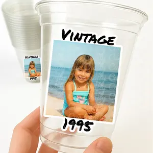 CUSTOM PLASTIC PHOTO CUPS 16OZ - Personalized Photo Cups with Customizable Images - 12 Count Set for Gifting or Self-Treating - Unique Drinkware Experience
