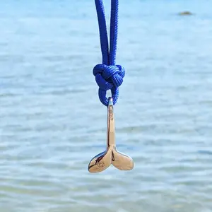 Royal Blue Whale Tail Adjustable Necklace Stainless Steel 029