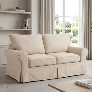Modern Loveseat Sofa Couch, Upholstered Comfy Sofa with Pillows Armrests, Deep Seating Couch with Removable Cover for Living Room Bedroom Apartment Office Small Spaces, Beige | Upholstered, With Pillows, With Armrests, Deep Seating, Removable Cover, Comfy