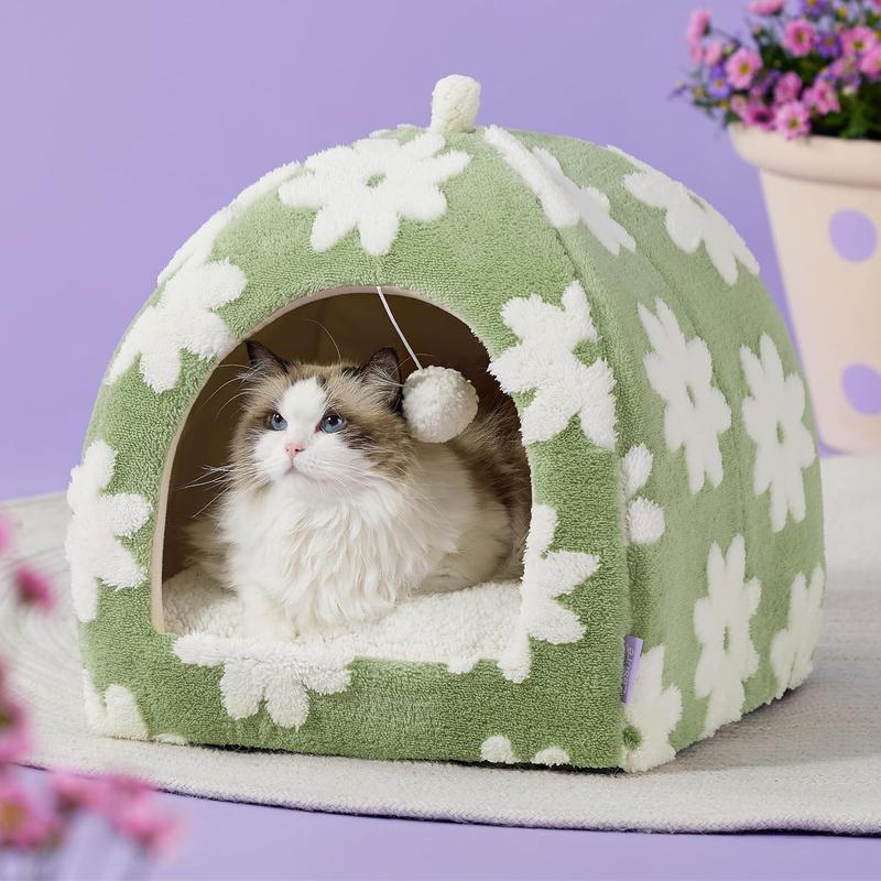 LESURE Cute Cat Beds for Indoor Cats - 2 in 1 Cat Cave Bed with Removable Washable Cushioned Pillow, Cozy Cat Tent House Design Pet Supplies Portable Blanket LESURE Cute Cat Beds for Indoor Cats - 2 in 1 Cat Cave Bed with Removable Washable Cushioned Pillow, Cozy Cat Tent House Design Pet Supplies Portable Blanket