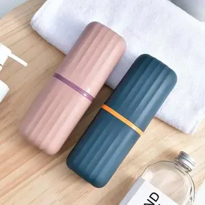 Plastic Polypropylene Bathroom Tumbler Set – Portable Home-Travel Rinse & Mouthwash Container with Toothbrush and Toothpaste Storage Organizer