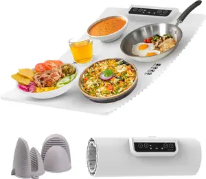 Electric Food Warming Tray Full Surface Heating, Portable & Rollable Food Warmer, 3 Temperature Settings, Auto Shut-Off, Great Kitchen Gadget for Hosting Gatherings and Parties, Great to Gift, Dorms