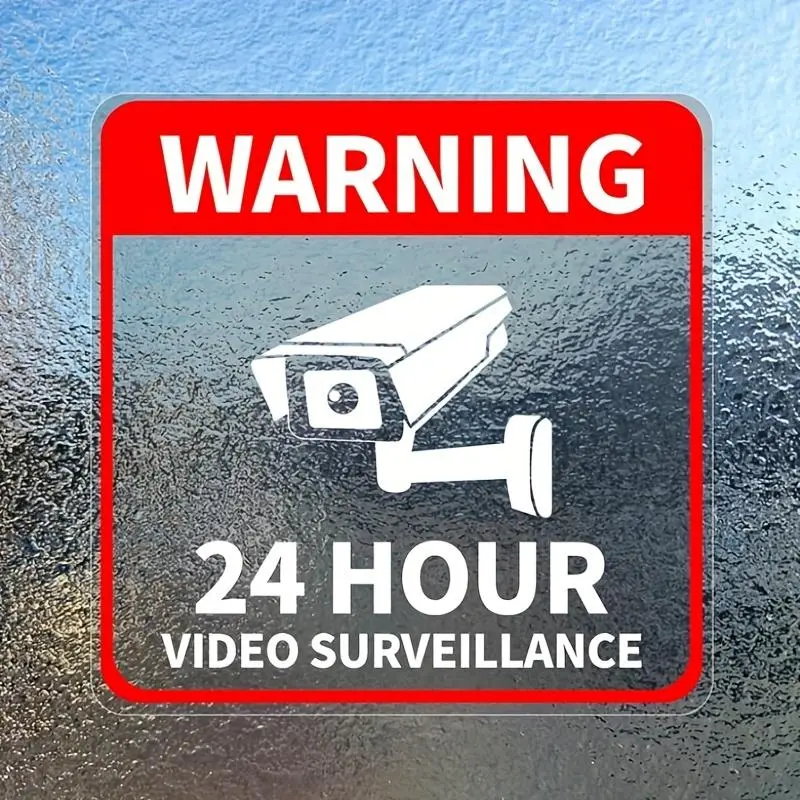 2026 New 24-hour CCTV Camera Warning Safety Car Stickers Door Window Bumper Windshield Decoration Auto Accessories Removable Vinyl Decals For your Cars