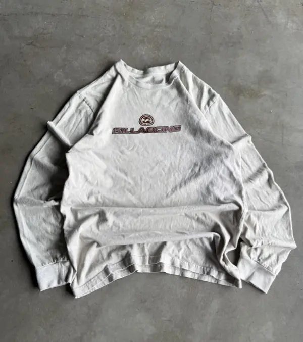 Vintage 90s Billabong Shirt, Billabong Men's White and Pink Long Sleeve Tee