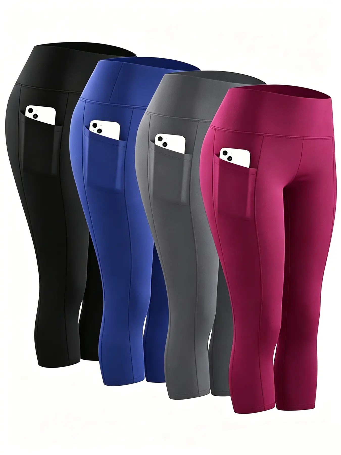 Women's High Waist Yoga Capri Pants With Pocket – Tummy Control Sport Leggings for Fitness, Running & Daily Wear,Fitness Yoga Cycling Running Exercises Tight Pants, Slimming and Shaping the Body, Highlighting the Leg Curves