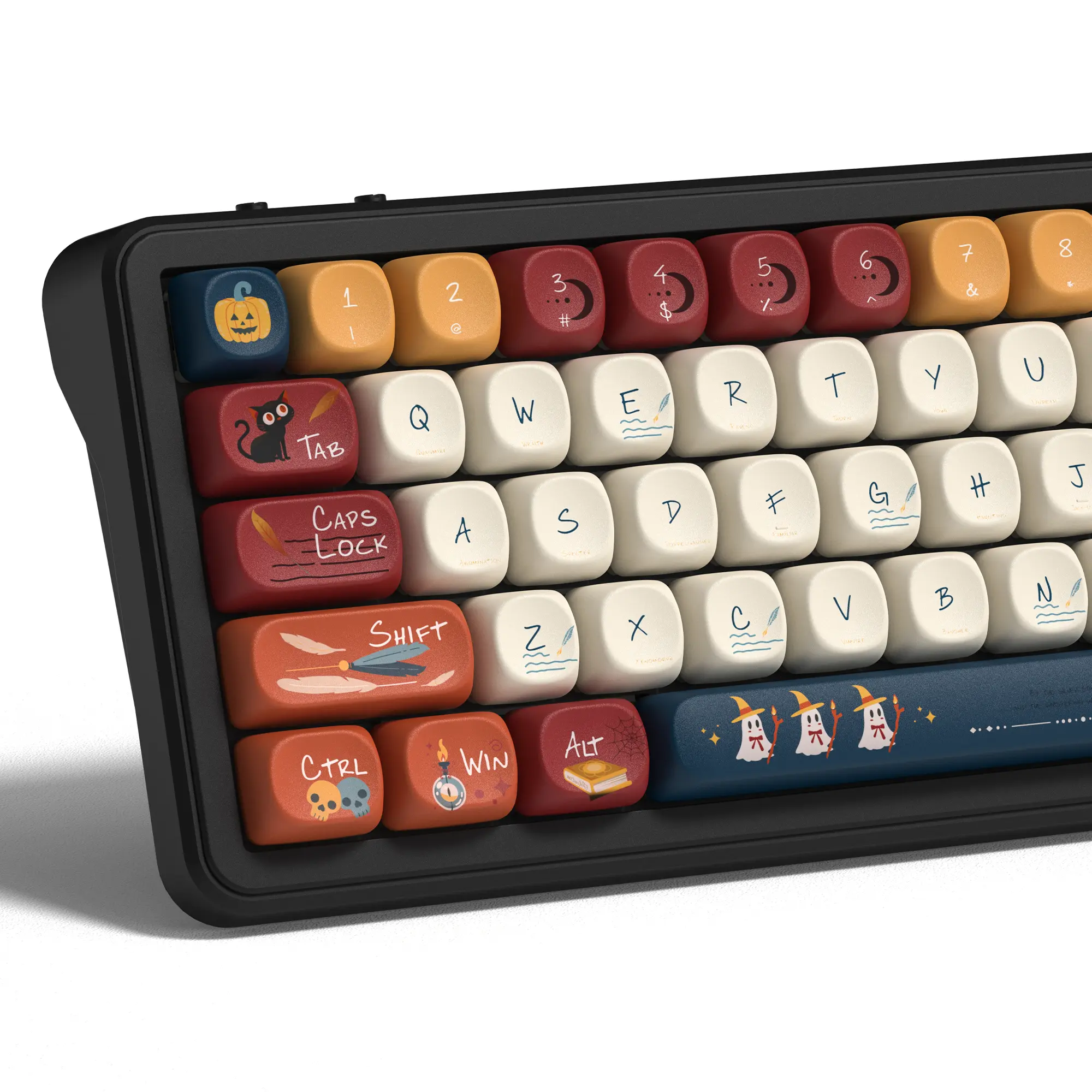 Womier 131-Keys Set PBT Plastic Keycaps, Halloween Theme Colorful Caps, Dye-Sublimated Custom Keycaps for Cherry, Gateron MX Switches Mechanical Keyboards