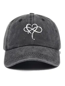 Vintage Heart Design Baseball Cap, Casual Soft Top Baseball Cap for Men & Women, Fashion Accessories for Daily Wear