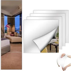 4 count Mirrors Wall Full Length,12X14 Inch  Mirror, Wall Mirror Full Length for Bedroom, Home Gym, Door, or Dorm, Full  Mirrors Tiles Stickers for Walls,Mirror Sheets(Thickness 2 mm)