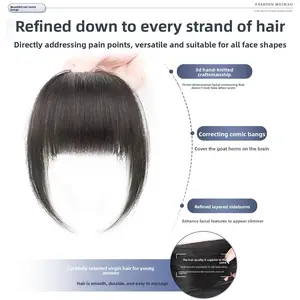 Women's Bangs Hairpiece, Thickened and Realistic, Natural Air Bangs for Forehead, Top Invisible Hair Extension