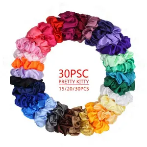 15/20/30pcs European and American Satin Hair Ties, Bun Making Tool Set, French Simple Pleated Hair Flower Headband, Multi-color Assortment, Diverse Styles - Small Elastic Headband, Suitable for Braids, Ponytails, and Buns - Use in All Seasons