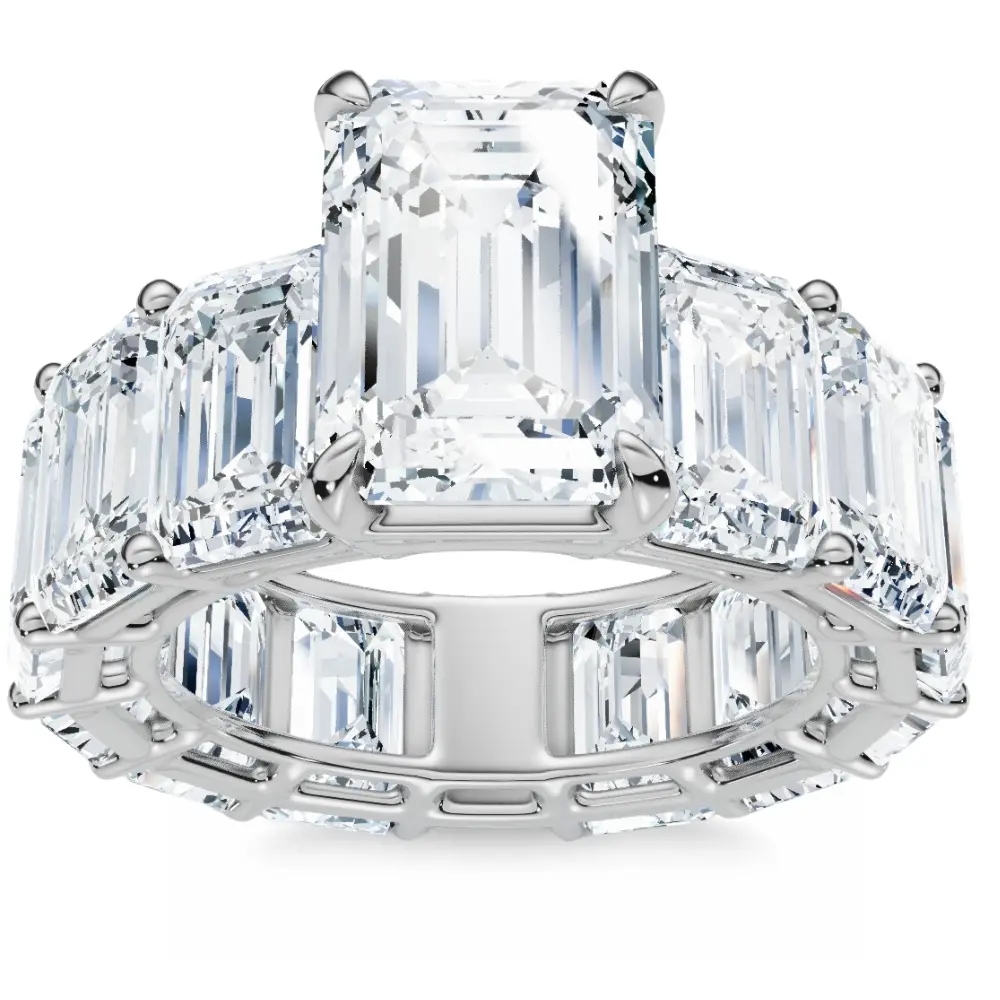 Certified 15.50Ct Emerald Cut Diamond Engagement Ring 14k Gold Lab Grown Certified 15.50Ct Emerald Cut Diamond Engagement Ring 14k Gold Lab Grown