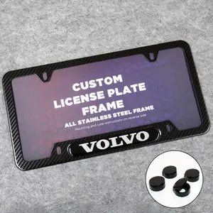 Front or Rear Carbon Fiber Texture License Plate Frame Protect Cover Fit Volvo Decorate Accessories Gifts