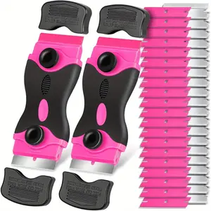 Metal & Plastic Razor Blade Set, 2 Pieces + 40 Extra Blades, Ergonomic Handle, Durable Kitchen Tool Kit, Multi-Color