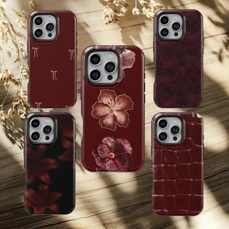 Burgandy phone case iphone 13 - TikTok Shop