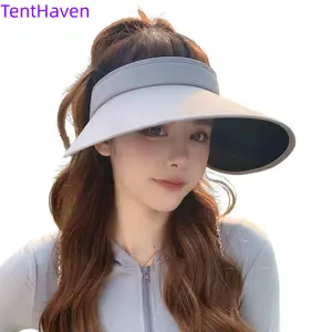 Women's Female 2026 Velvet-Lined UV-Blocking Wide-Brimmed Sun Hat - Ice Silk Open-Top Visor, Full-Face Coverage - for Outdoor Cycling, Sun Protection