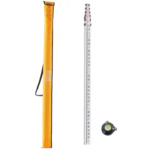 VEVOR Aluminum Grade Rod, 18-Feet/10ths 6 Sections Telescopic Measuring Rod,Double-Sided Scale 1/10ft Leveling Rod Stick,Aluminum Alloy Survey Rod w/ Bubble Level &Carrying Bag for Houses,Walls,Floors