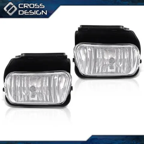 CROSSDESIGN Automotive Front Auxiliary Driving Fog Lamps - OEM Approved, Bolt-On, Vehicle-Specific Fit for 2003-2006 Silverado, 2002-2006 Avalanche 1500/2500, 12V 42W Polycarbonate Halogen Lights, 1500 Truck Accessories (0-49W Range)