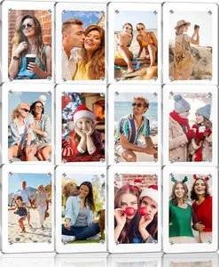 12 Pack- Fridge  Frame, Mini Picture Frames, Double Sided Photo  Frames for Refrigerator,Mini Clear Picture Frame, Gifts (2.36 x 3.54Inch)