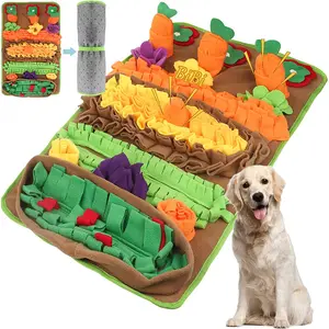 Pet Snuffle Mat Puzzle Feeder for Cats & Dogs, Slow Feeder Pad with 3 Sound Carrot Toys, Ideal for Training & Reducing Choking Risks, Food Slow Feeder