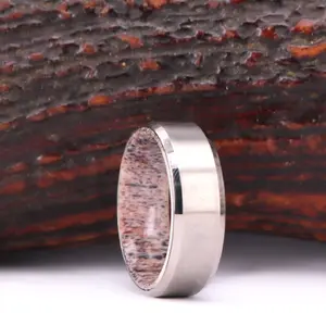 Rings By Pristine Men's Wedding Band Titanium Antler Comfort Fit 8MM