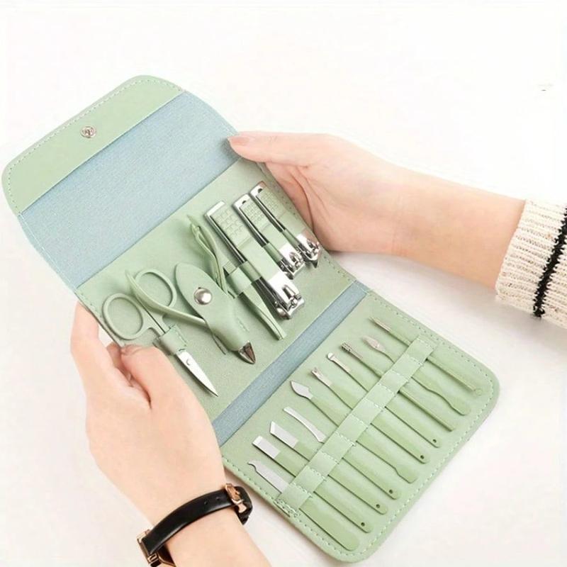 Manicure Set Professional, Nail Clippers, Pedicure Kit, 16 in 1 Grooming Kit Stainless Steel, Toenail Scissors Tools with Luxurious Leather Travel Case for Men Women Mint Upgraded Version